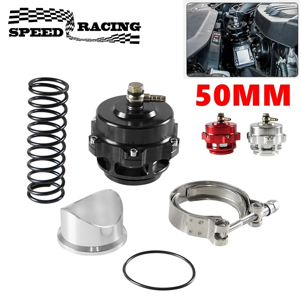 Valvula BOV Universal 50mm Aluminio – Turbo con Brida V-Band y Presión Ajustable