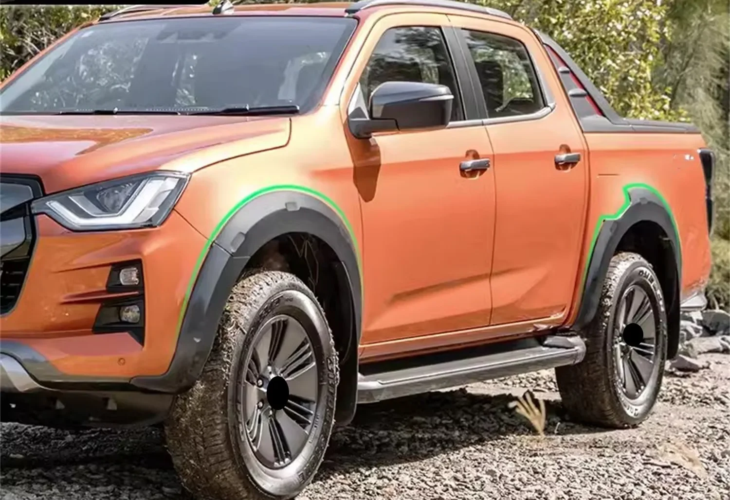 Guardabarros de coche, Protector de cejas de rueda de arco, pegatina de guardabarros para Isuzu Dmax 2021 - imagen 5