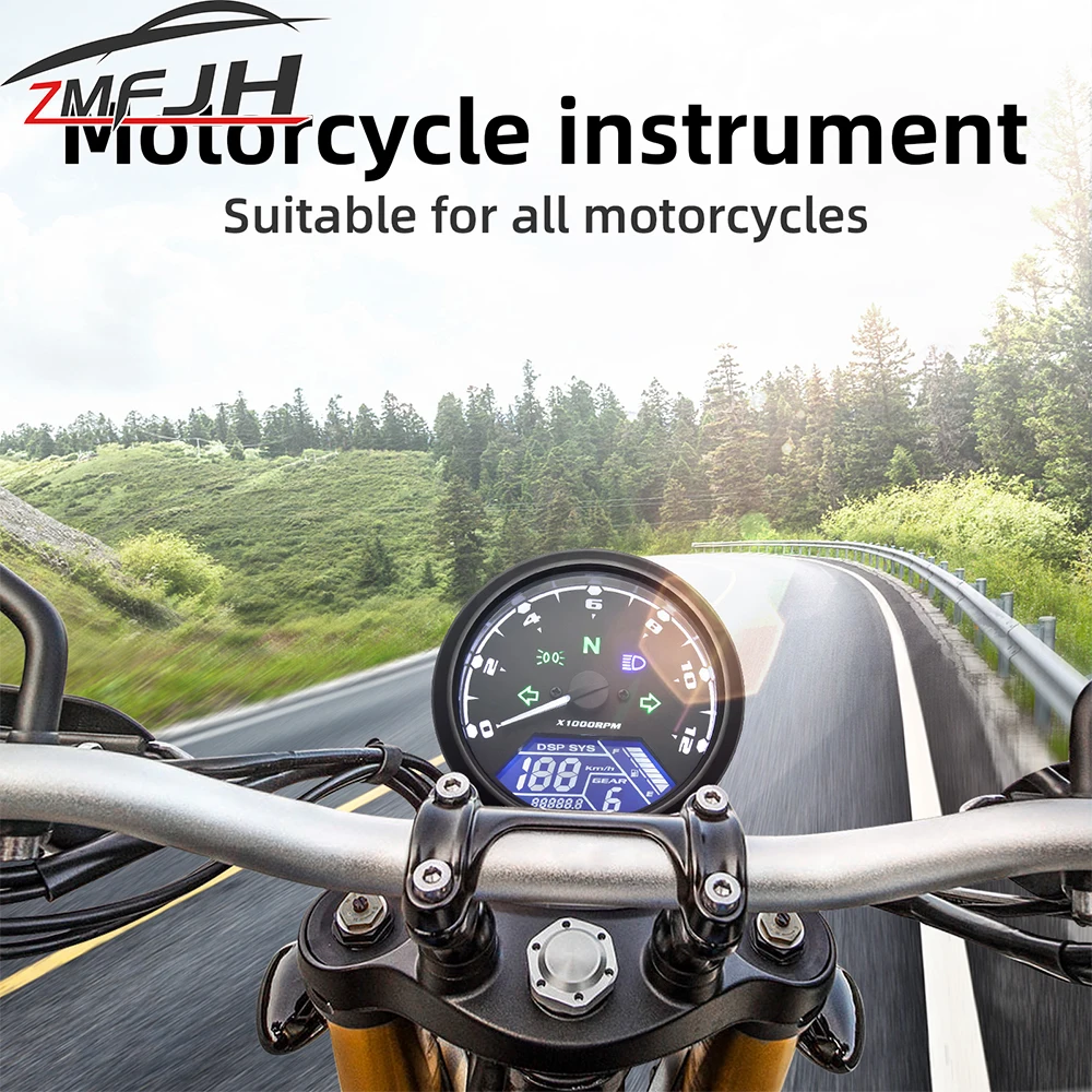 Universal Motorcycle Tachometer Speed MPH KMH Mileage Fuel Consumption 1-4 Cylinders LCD Digital Gauge For All Cars Accessories