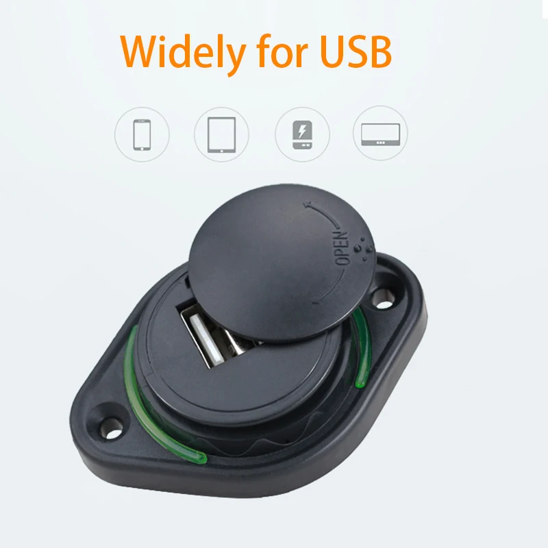 Cargador USB dual 12/24V impermeable con LED – coche, barco, autobús - imagen 4