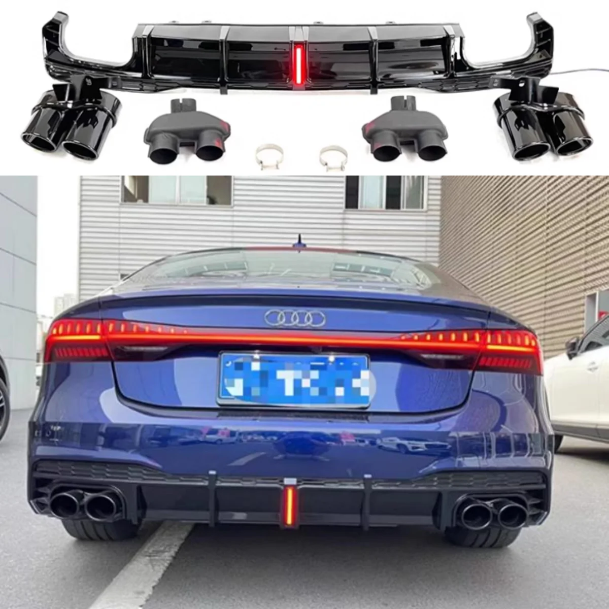 Difusor trasero PP con salida de escape para Audi A7/S7 2019-2023