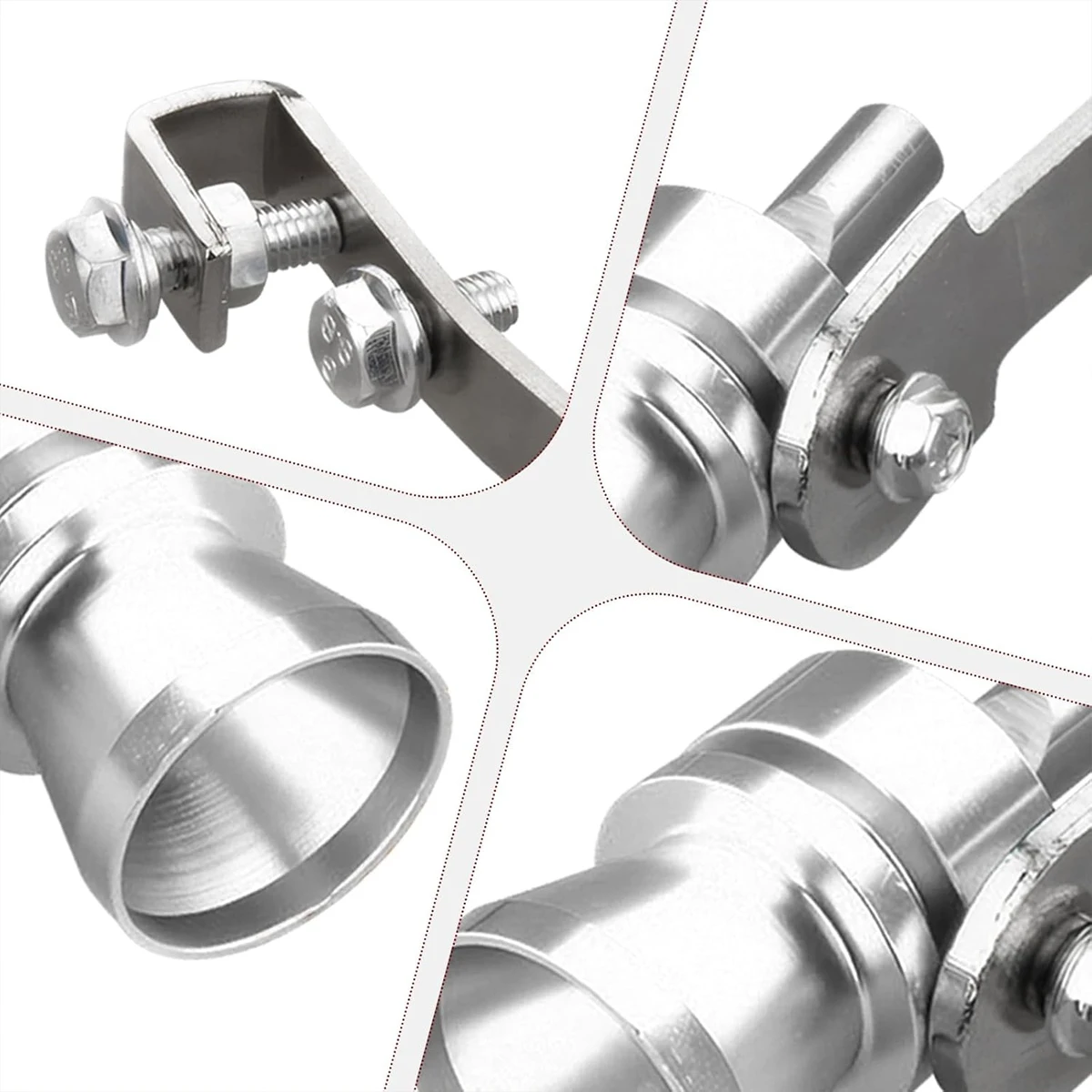 Silenciador simulador BOV turbo universal de aluminio plateado - imagen 3