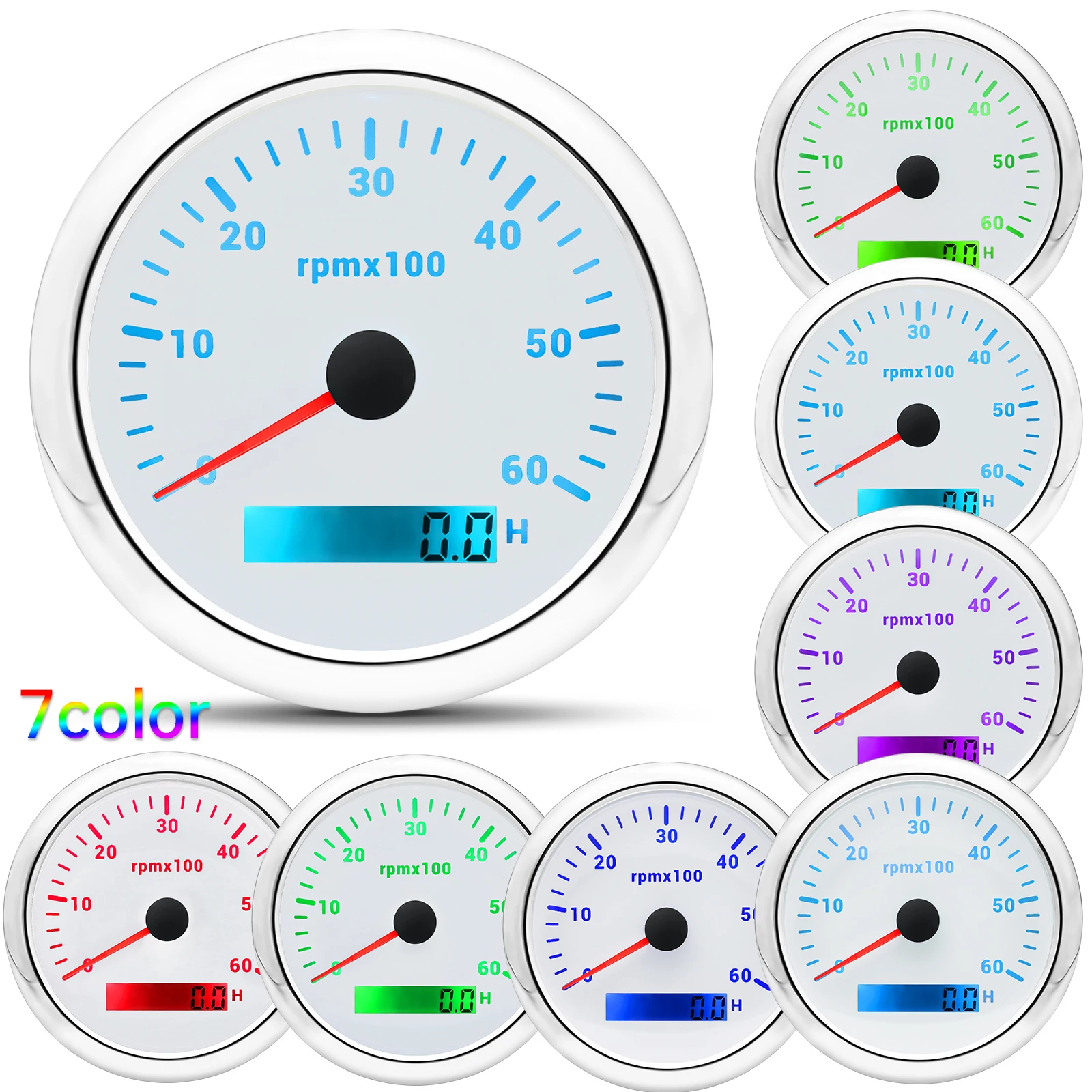 Tacómetro digital para motor diésel 12/24 V, 85 mm, 6000 rpm - imagen 4