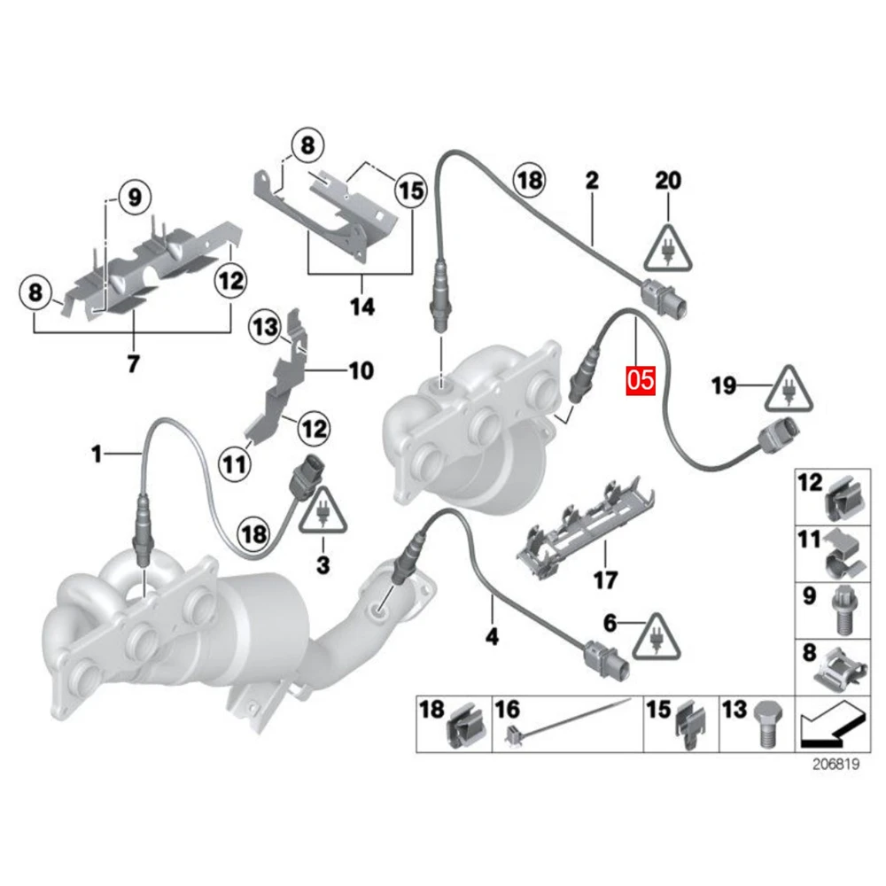 BMW 11787603023 Sensor de oxígeno O2 Lambda delante y detrás – F10/F11
