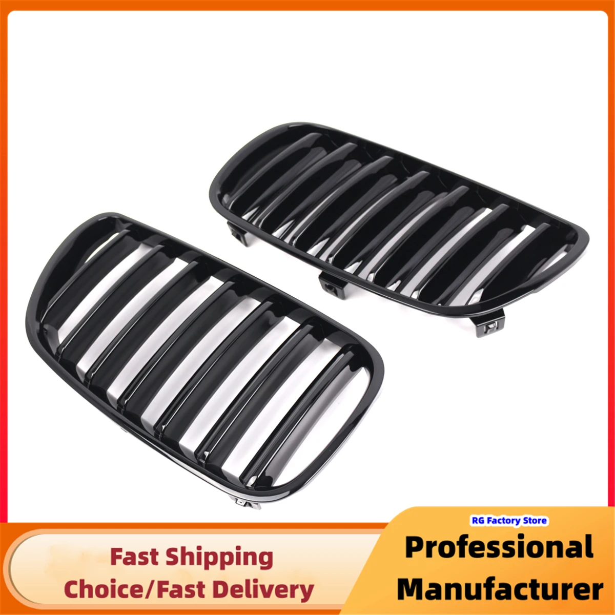 Rejilla de riñón BMW X3 E83 2007-2010 negra brillante - imagen 4