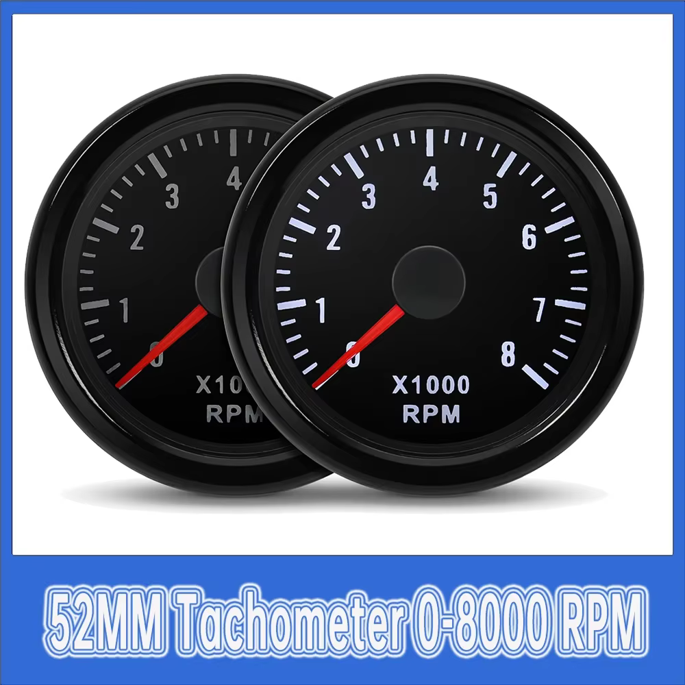 Cuentarrevoluciones 52 mm 0-8000 rpm para gasolina, LED blanco