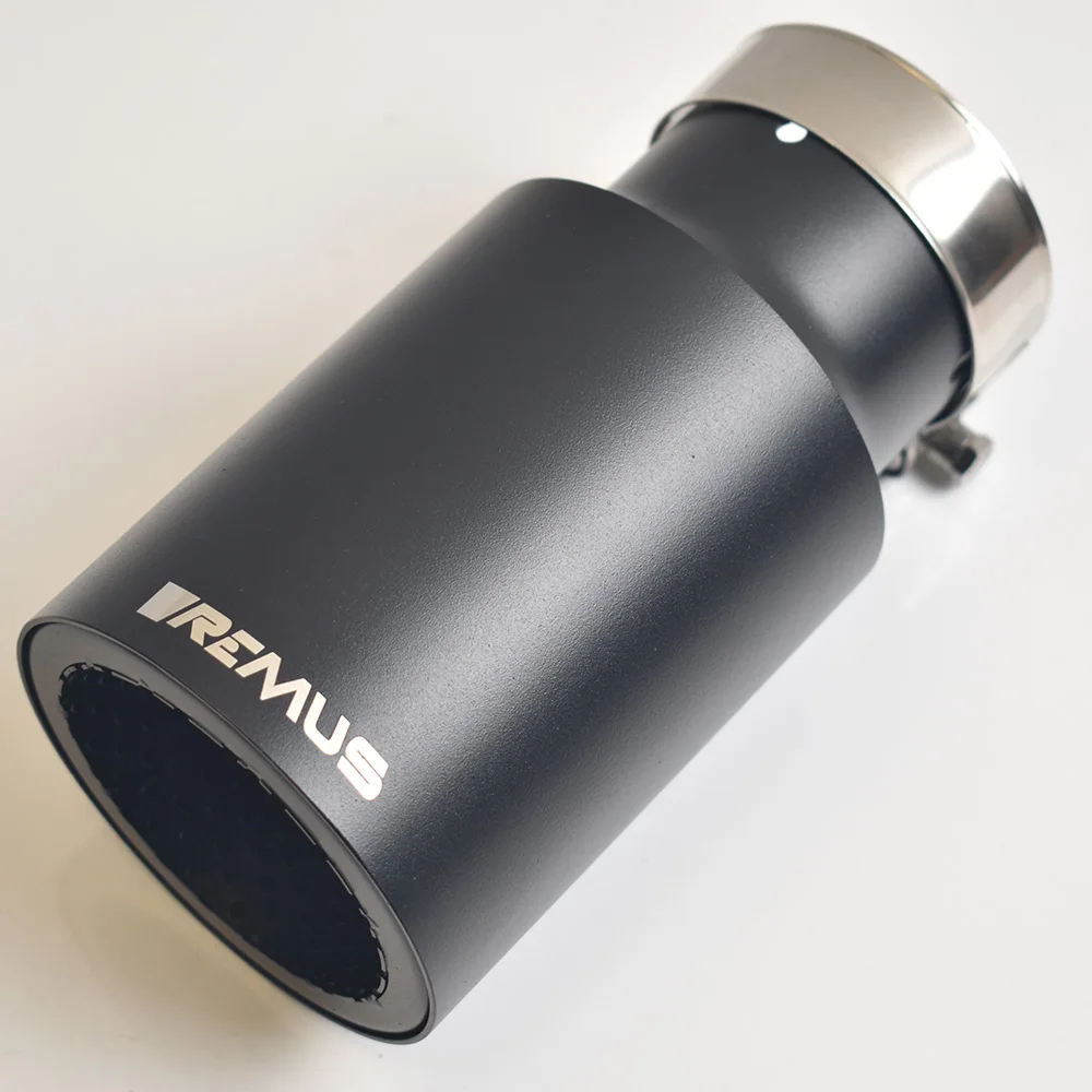 VRENUS Punta de escape inoxidable negro mate con brida corte plano - imagen 2