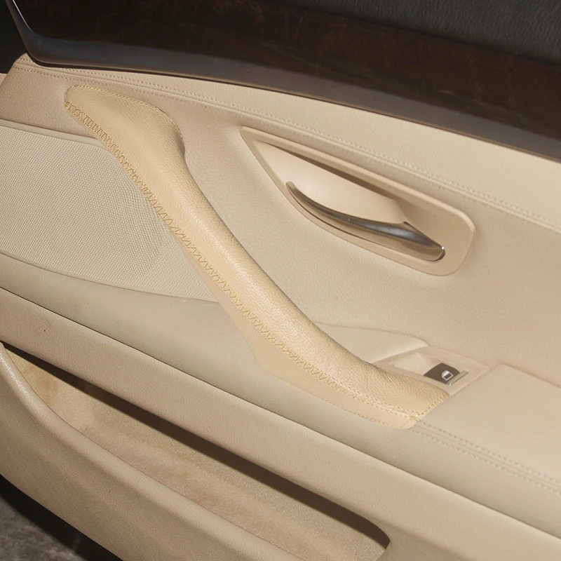 Cubierta de cuero genuino con pasta mágica para manija BMW Serie 5 F10