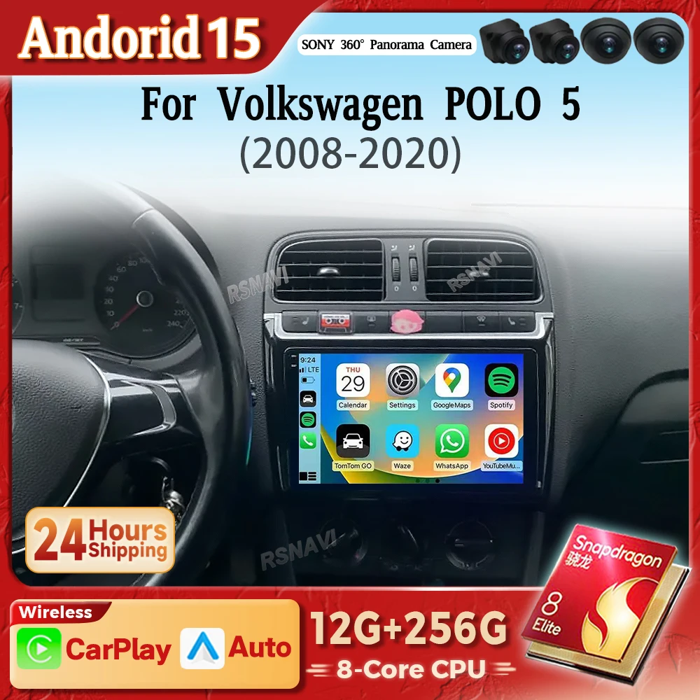 Radio Android 15 con CarPlay y 4G para Volkswagen Polo V Sedán