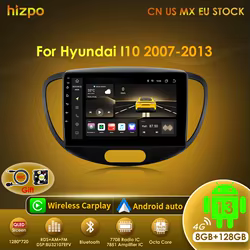 Hizpo Radio 2 DIN con CarPlay inalámbrico y GPS para Hyundai i10
