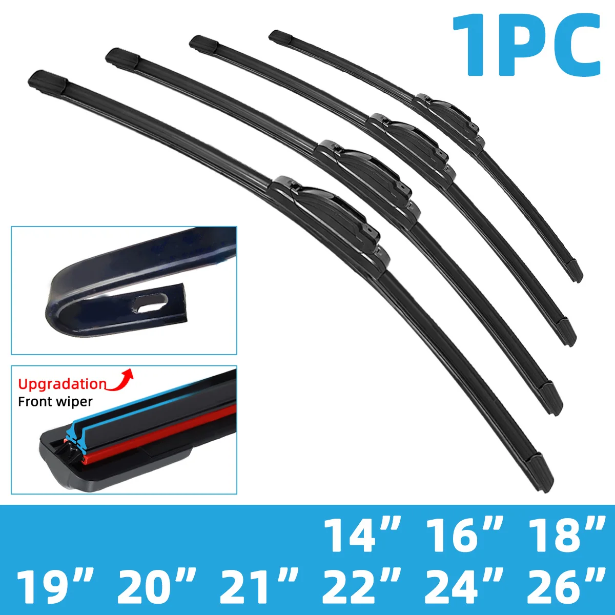 Limpiaparabrisas universal silencioso con tira de goma doble para coche