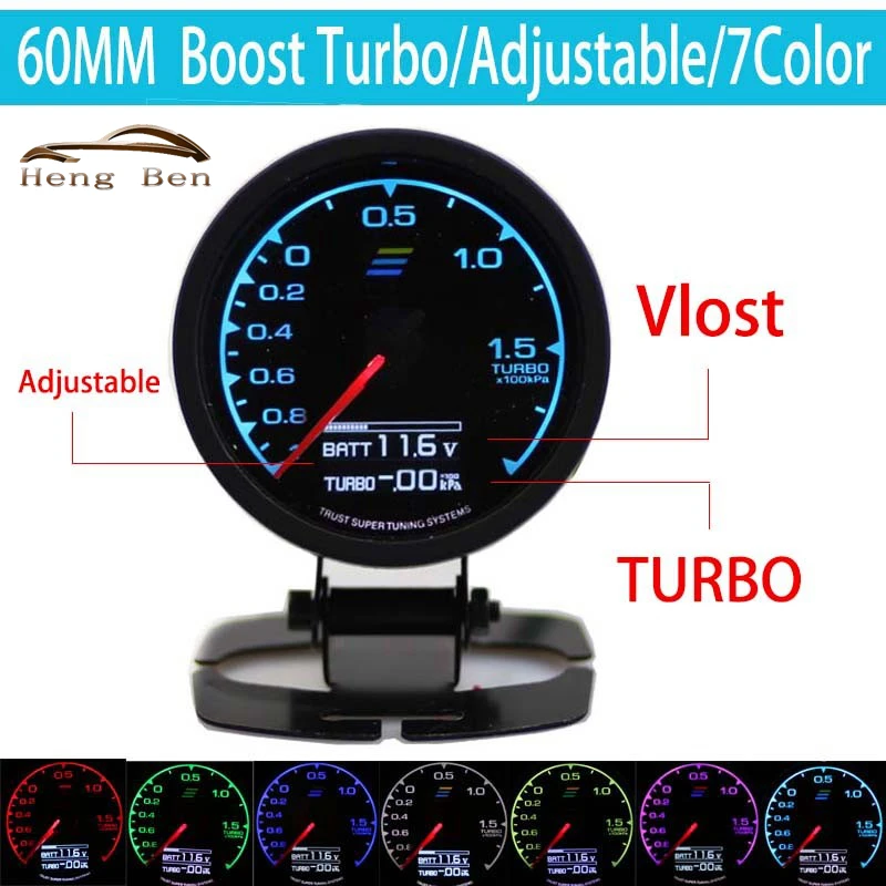 GRedi Medidor de presión de turbo con voltímetro LCD – 60 mm
