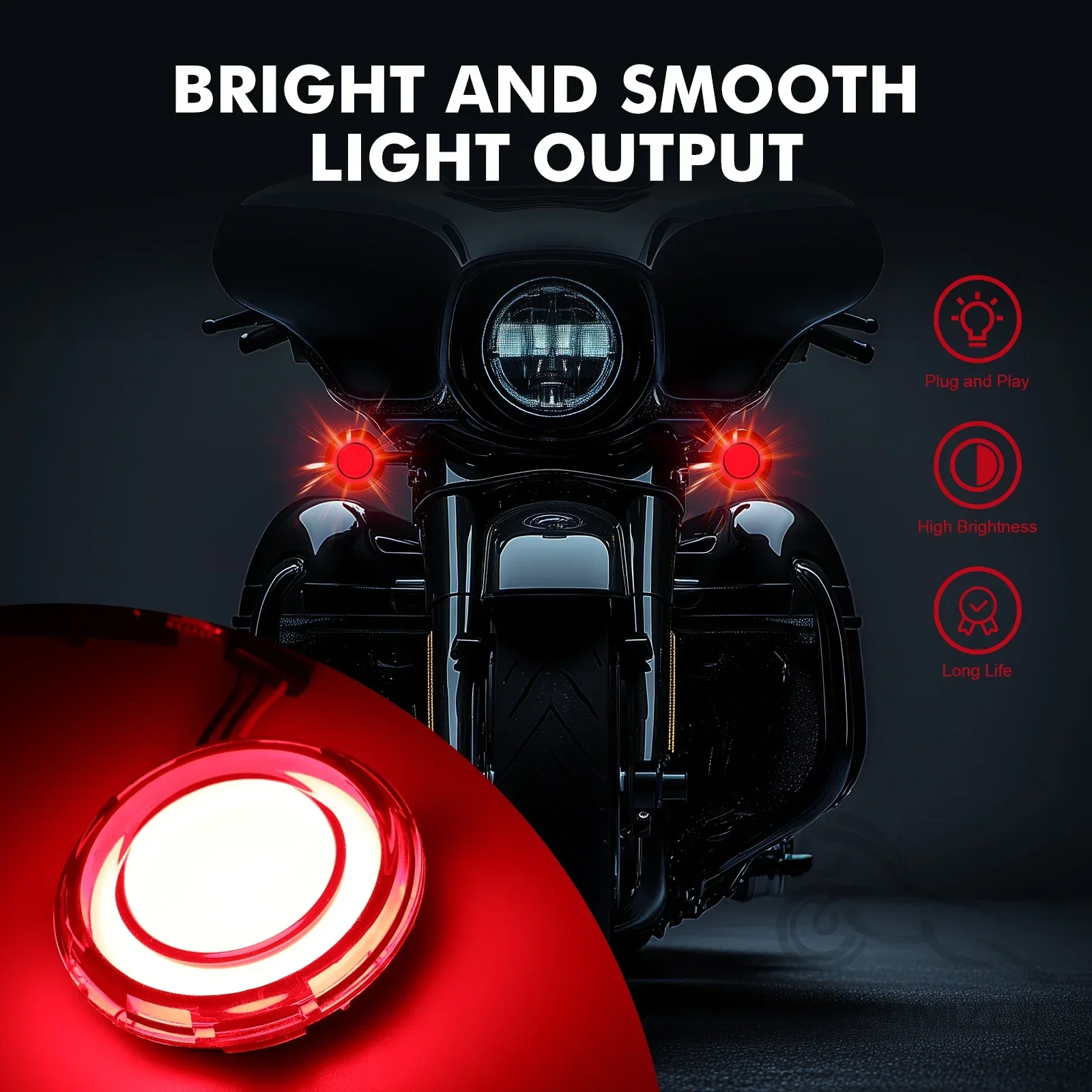 Lámpara intermitente bala LED roja 2'' Harley Sportster Tri Glide - imagen 5