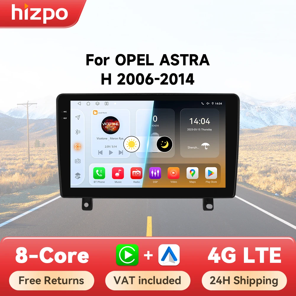 Hizpo Radio Android 14 para Opel Astra H 2006-2014 con CarPlay
