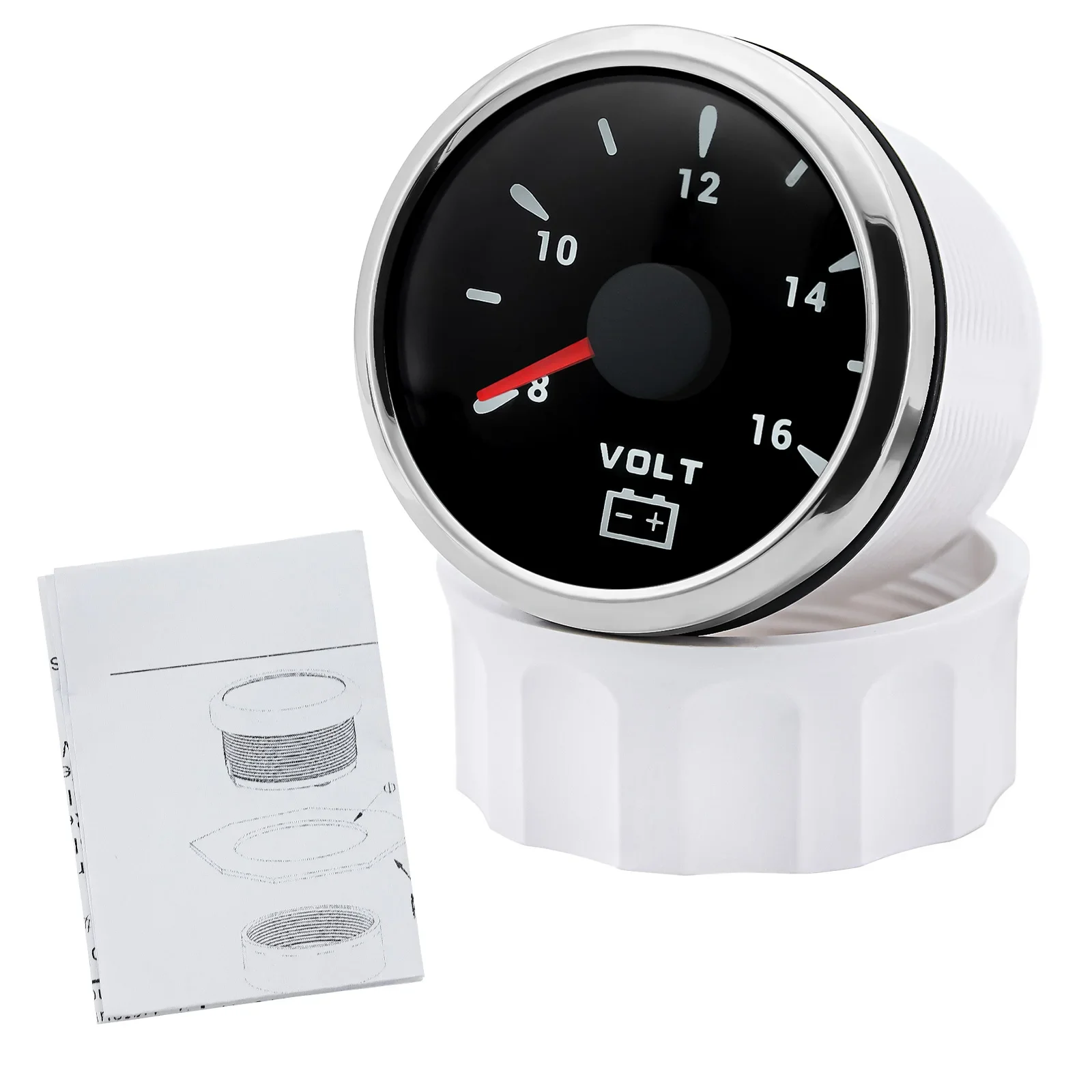 Voltímetro de retroiluminación AD de 7 colores, medidor de voltaje de 8-16V y 52mm para barco marino, coche, camión, indicador LED de voltios, 12V, 24V personalizado - imagen 4