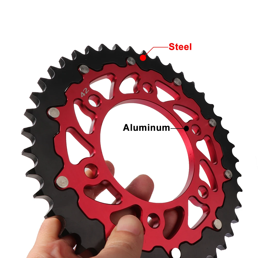 Piñón trasero 42T 76mm para pit bike motocross – seis tacos