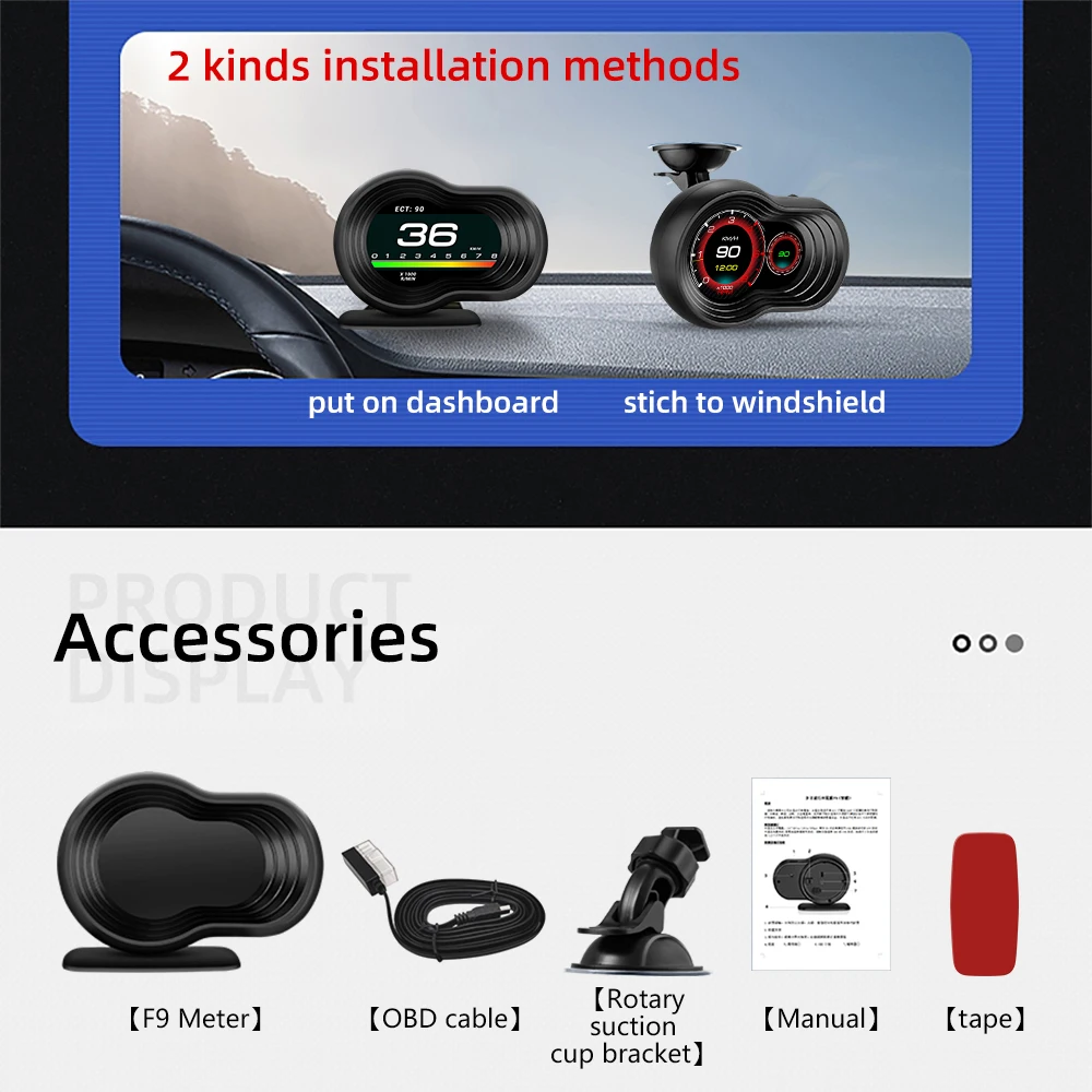 Pantalla multifunción OBD con velocímetro, tacómetro y voltímetro - imagen 5