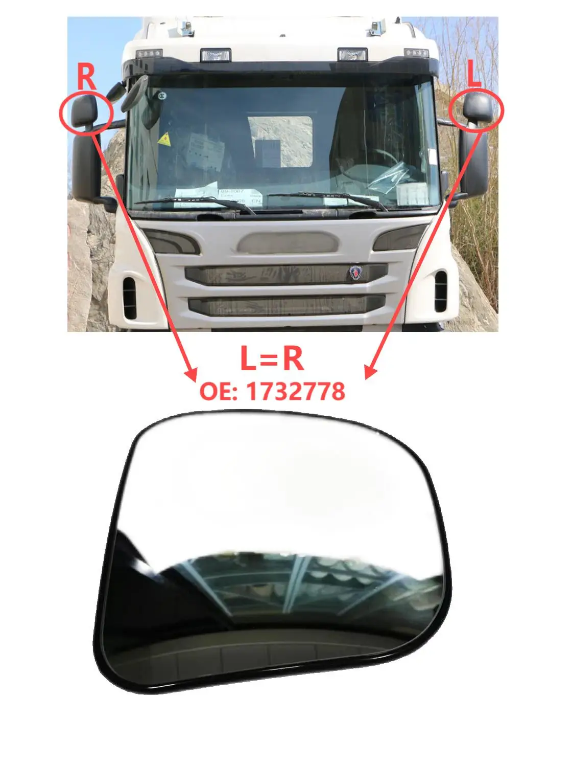 Cristal de espejo retrovisor Scania para camión, pequeño o grande - imagen 2