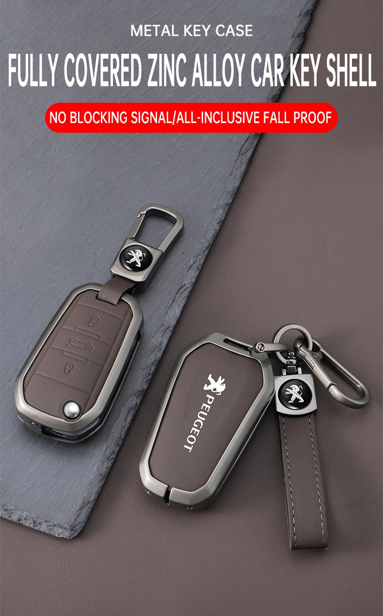 Funda de aleación de Zinc para llave Peugeot vista frontal