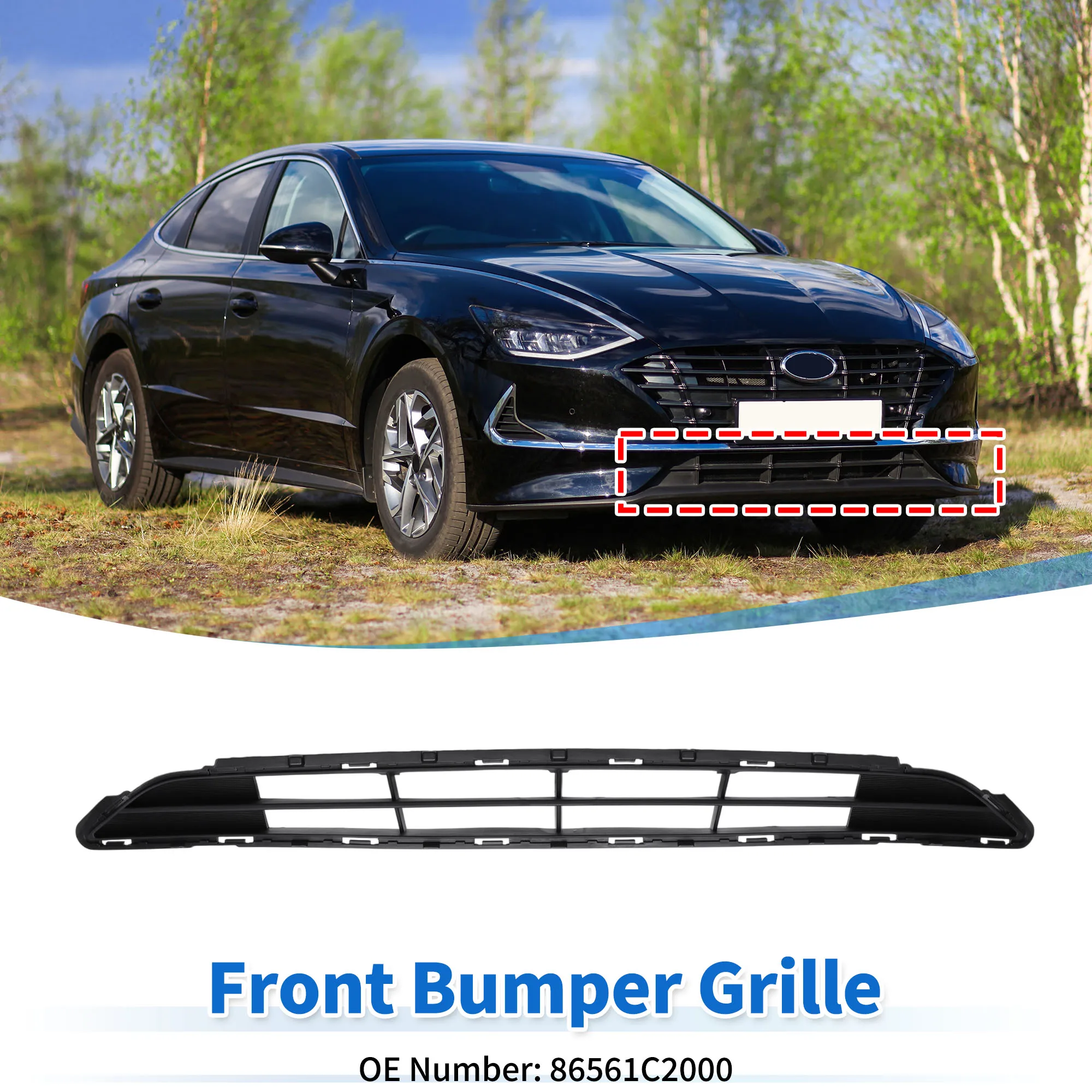 UXCELL Rejilla inferior Paragolpes delantero para Hyundai Sonata 15-17 Rejilla de cubierta de parachoques