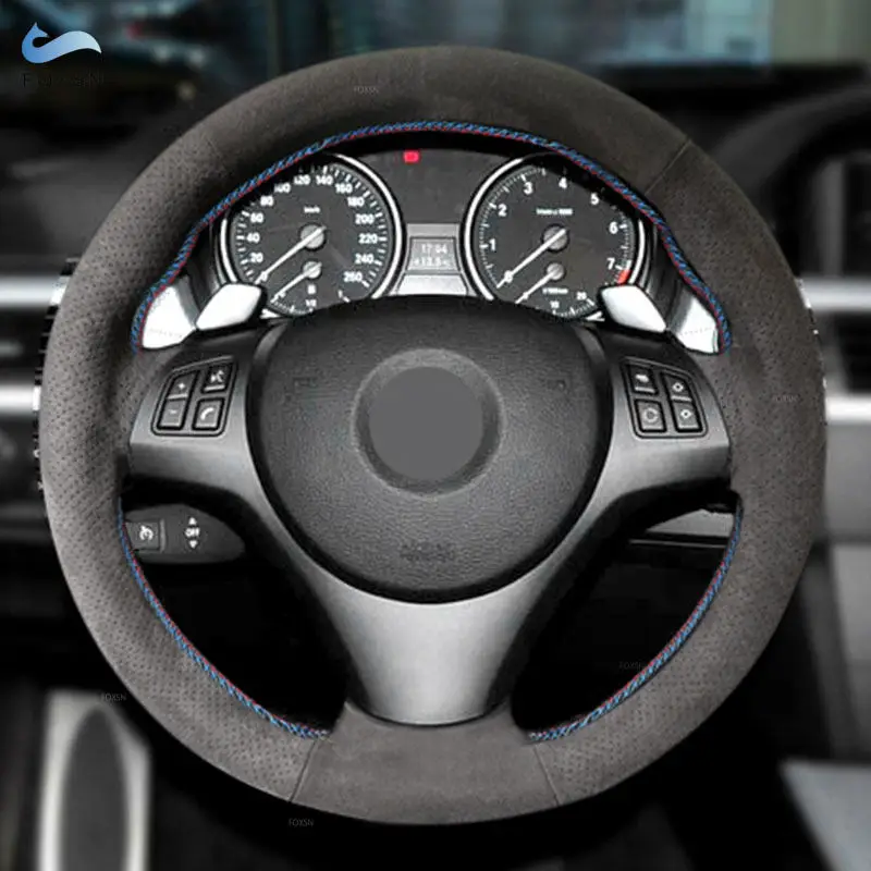Cubrrvolante BMW M Sport Alcantara con costuras rojas y azules – E90 E92 E93
