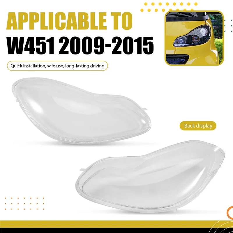 Cristal transparente de faro para Smart Fortwo W451 2009-2015 - imagen 3