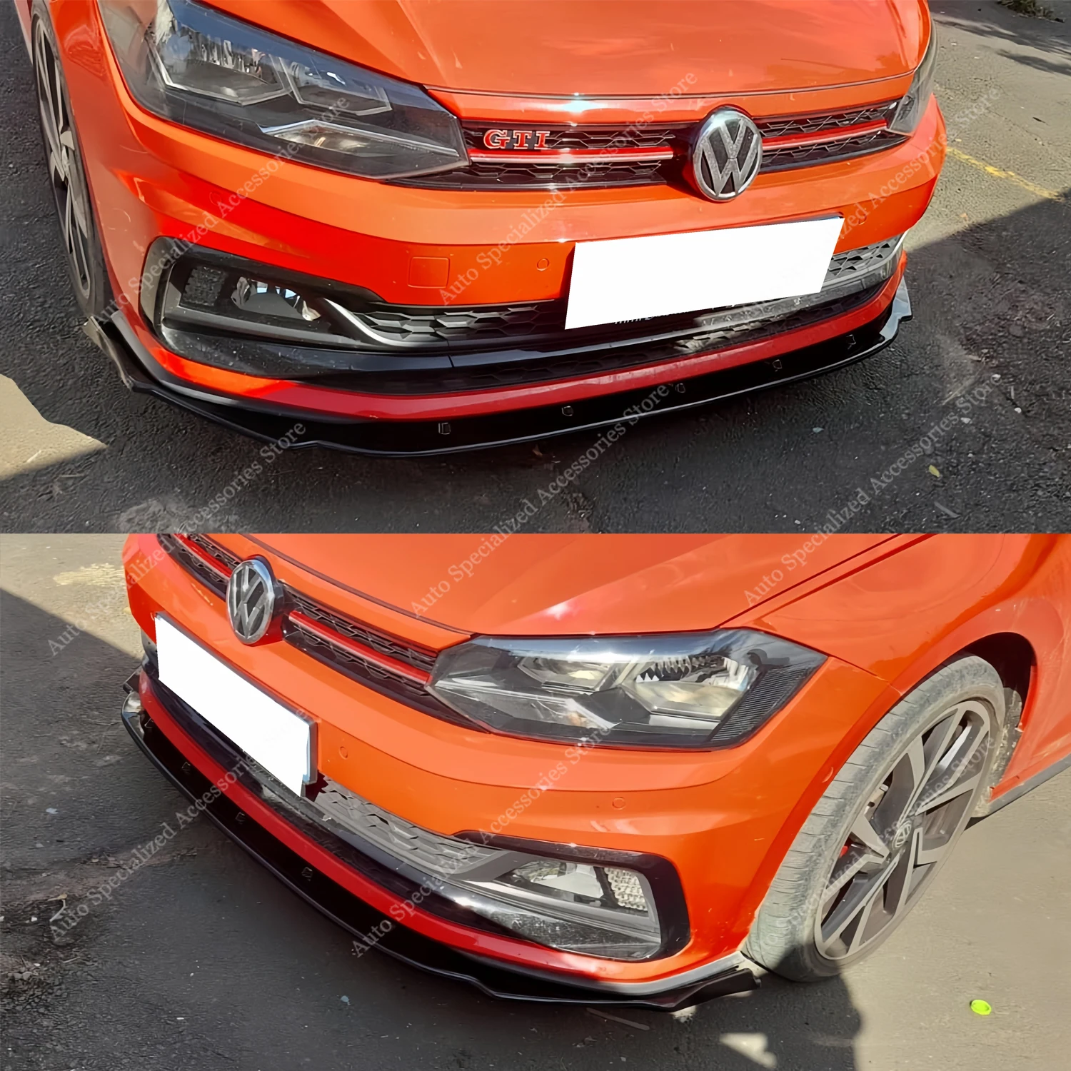 Para VW Polo 8 AW GTI r-line 2017-2021 Pre-Facelift 3 uds brillo parachoques delantero labio alerón divisor difusor Retroft Bodykits Tuning - imagen 2