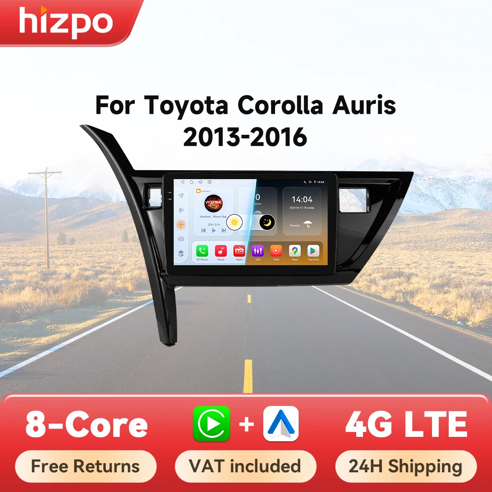 Hizpo Radio 2 DIN con Android Auto y CarPlay para Toyota Corolla/Auris