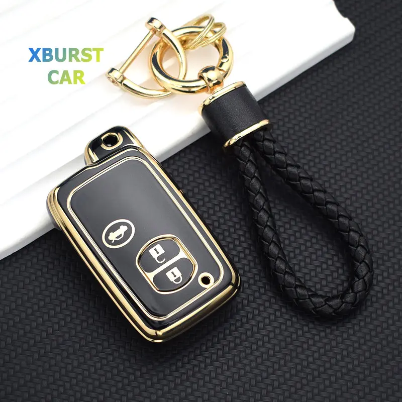 Funda llave de coche TPU para Toyota y Subaru con soporte llavero