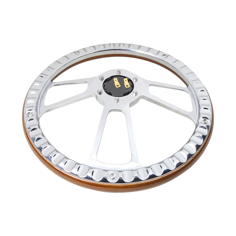 Volante deportivo de caoba real con remaches de aluminio 14" semienvolvente negro - imagen 4