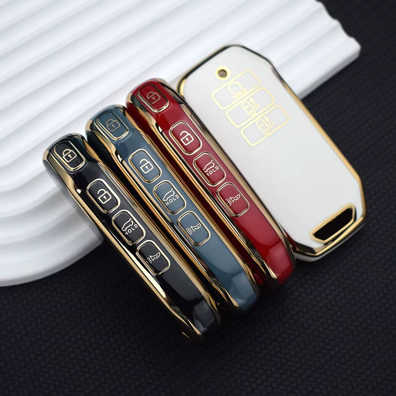 Carcasa de llave con borde dorado de TPU, soporte Fob para Kia Sorento MQ4 2020 2021 2022 EV6 K8 v6, funda protectora para llave remota de coche con 7 botones - imagen 3
