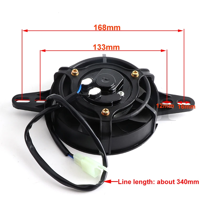 Ventilador eléctrico negro para radiador de motocicleta