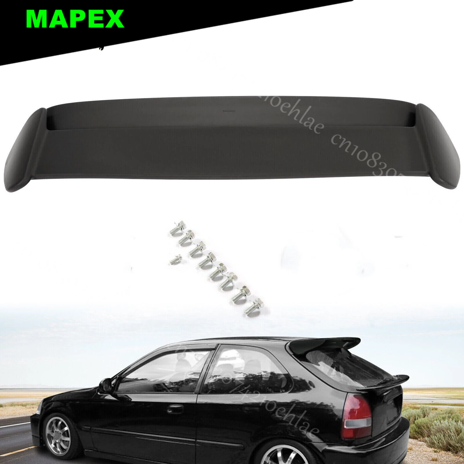 Alerón negro Honda Civic Hatchback 1996-2000 JDM R Style - imagen 2