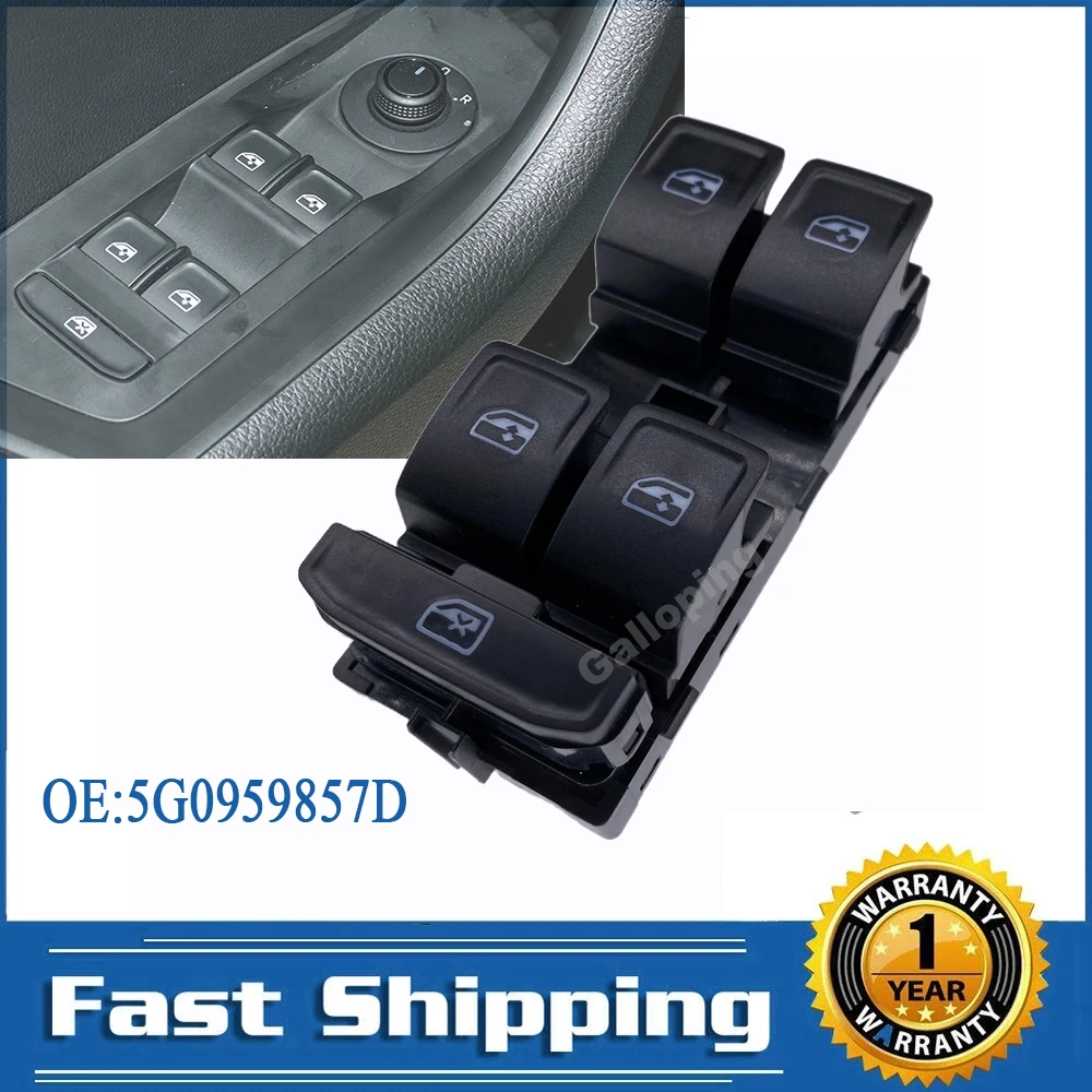 5G0959857D Interruptor elevalunas izquierdo VW Golf y Skoda Superb
