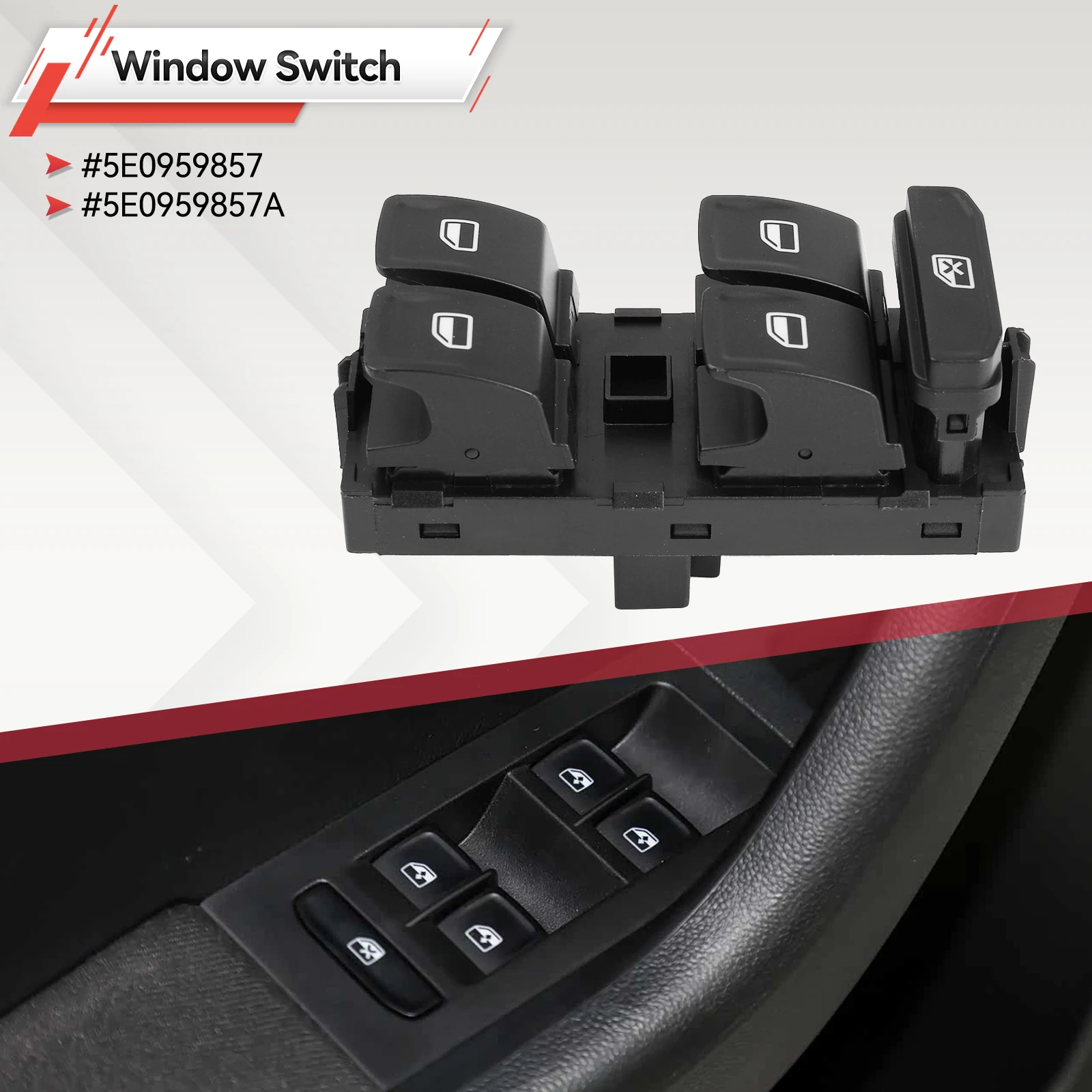 Interruptor elevalunas 5E0959857 conductor – Skoda Octavia 2012-2020 - imagen 2