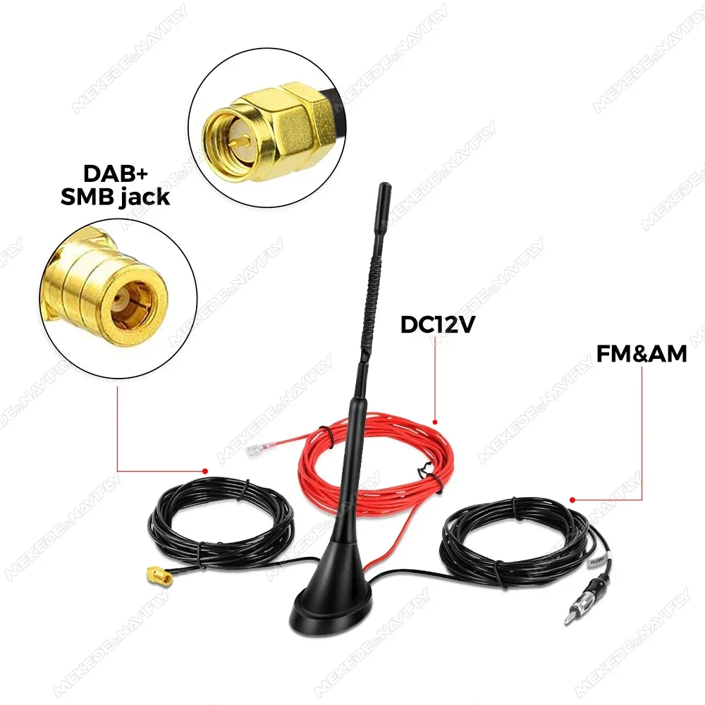 MEKEDE antena coche DAB+FM amplificada con SMA base techo - imagen 3