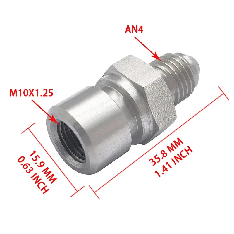 Adaptador de línea de freno 4AN macho a M10x1,25 hembra de acero inoxidable - imagen 3