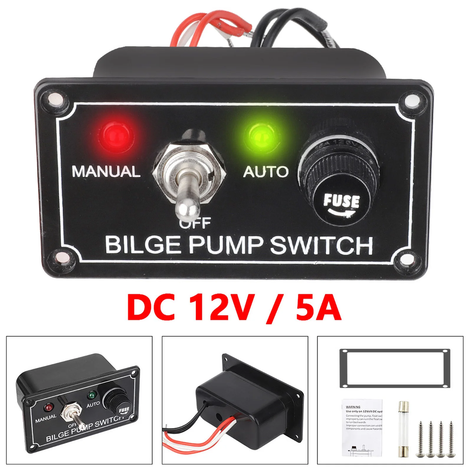 Panel interruptor bomba de sentina marina 3 vias 12V LED para yate