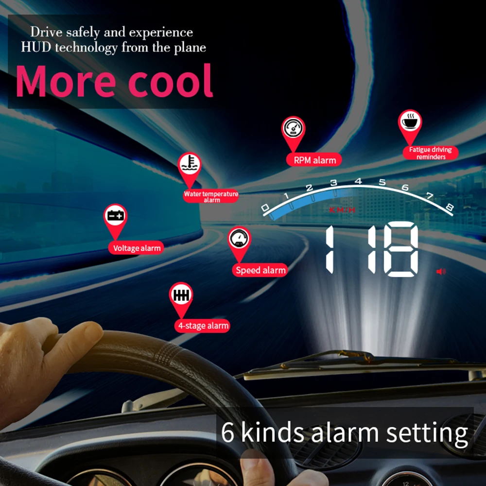 Pantalla HUD OBD para coche: velocímetro, tacómetro y voltímetro - imagen 2