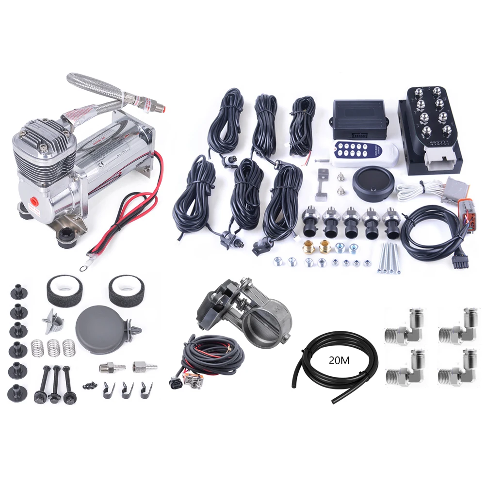 Kit suspensión neumática universal con compresor y manómetro