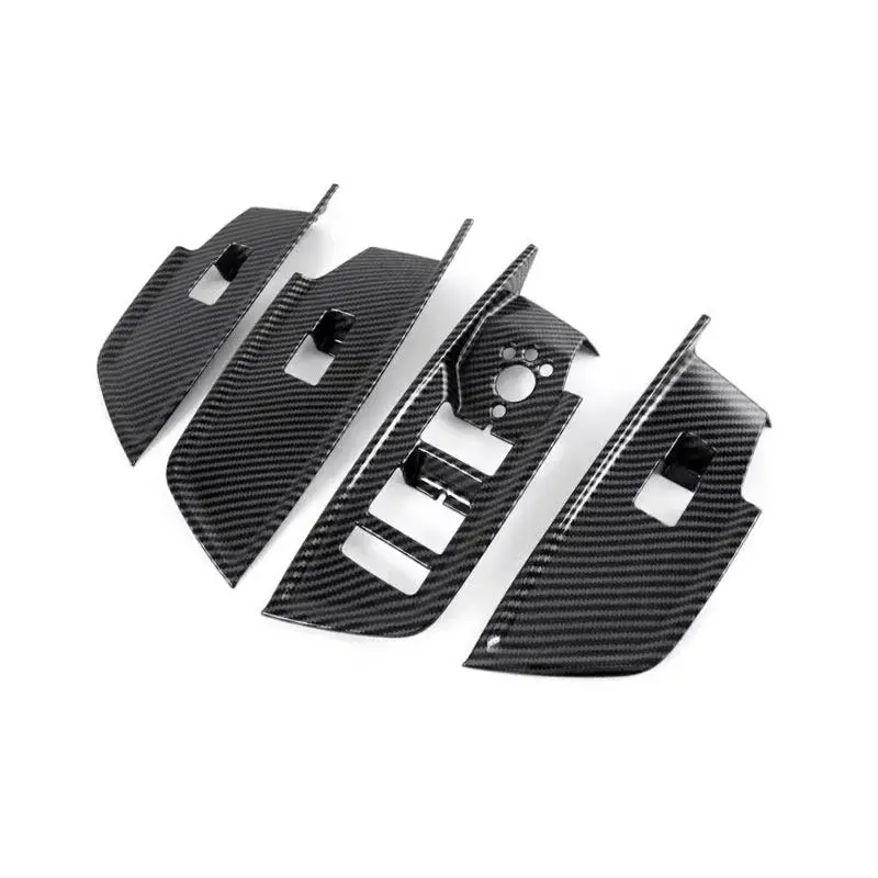 4 Uds Interior del coche fibra de carbono ventana vidrio botones de elevación cubierta de Panel embellecedor protector para Audi A3 8Y 2021 2022 2023 solo LHD - imagen 2