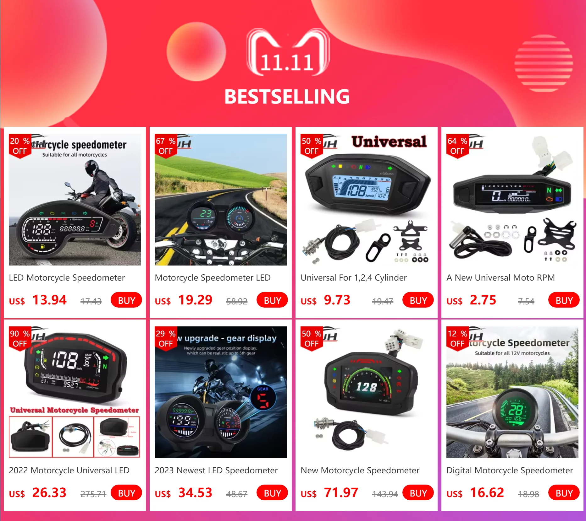 Velocímetro LCD universal para moto