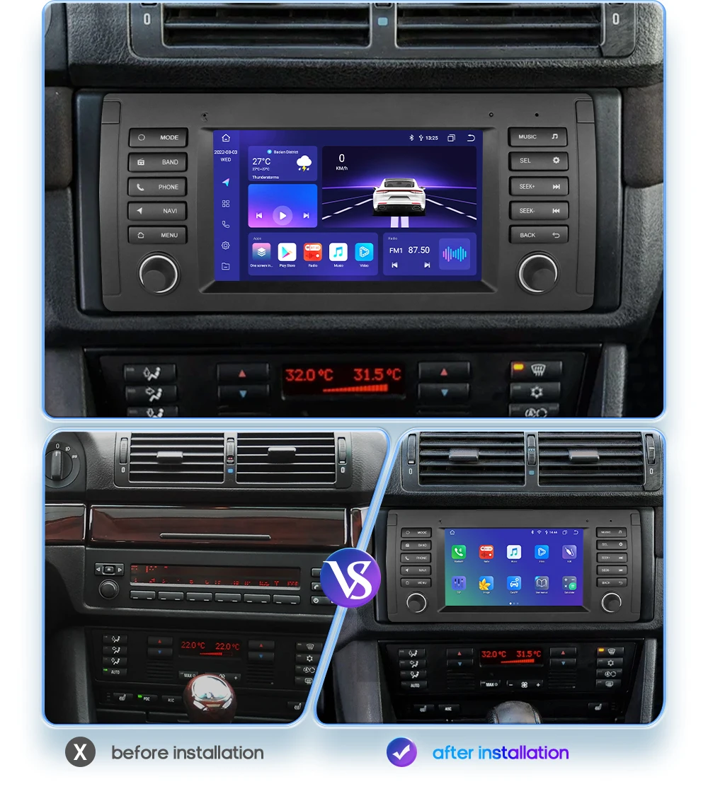Reproductor multimedia Android 12 2Din GPS Carplay para BMW E39/E53 M5 - imagen 2