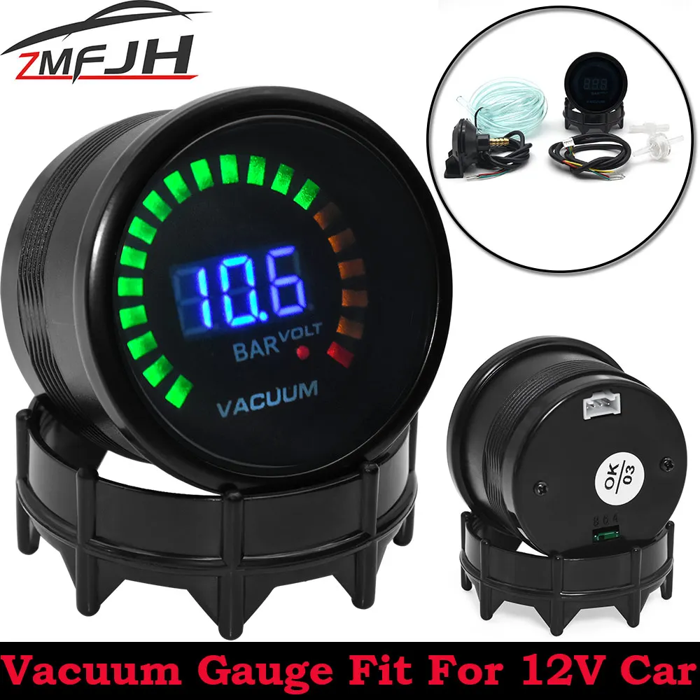 Medidor de vacío digital LED 52mm azul universal coche -1 a 0 bar