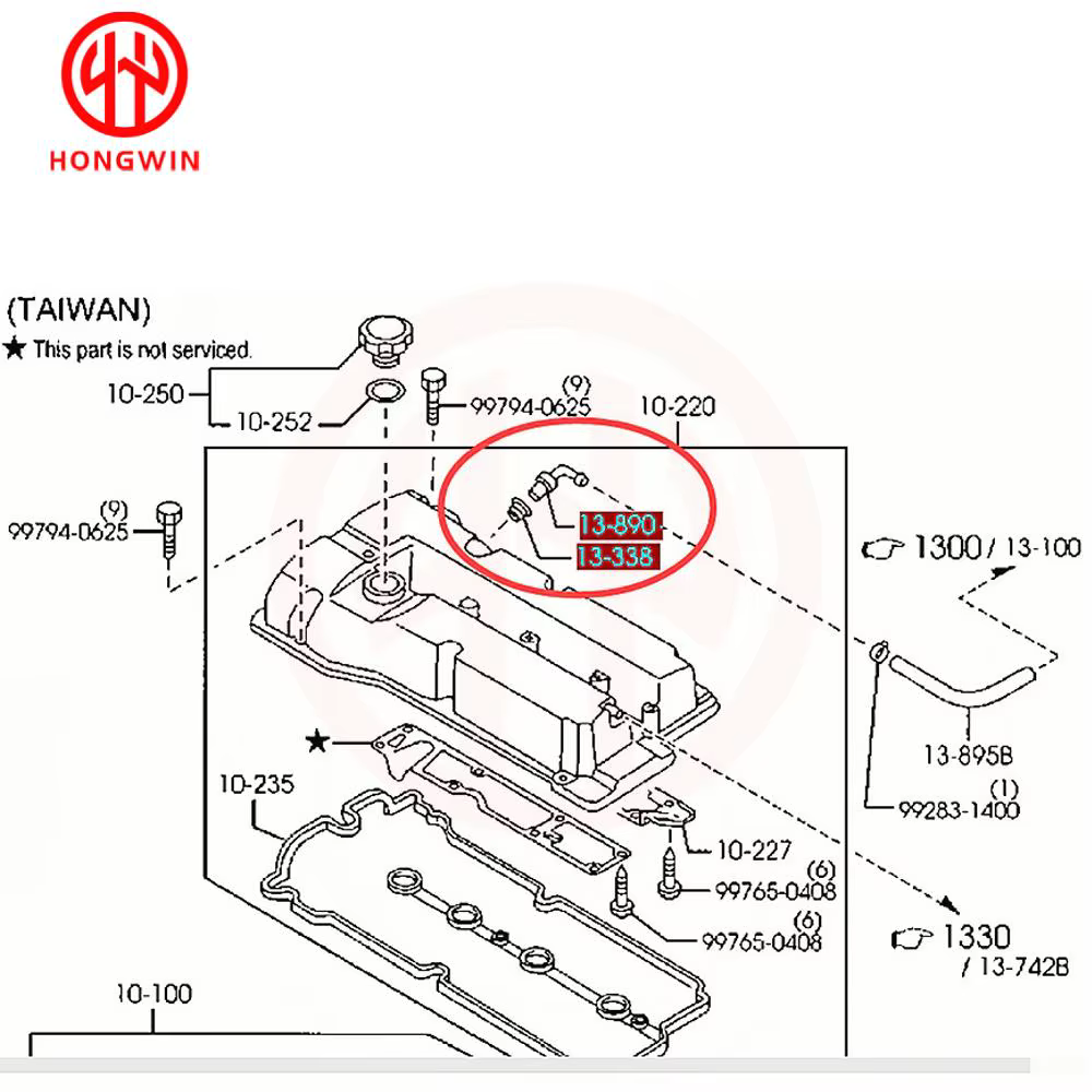 Detalle de la válvula de ventilación del cárter