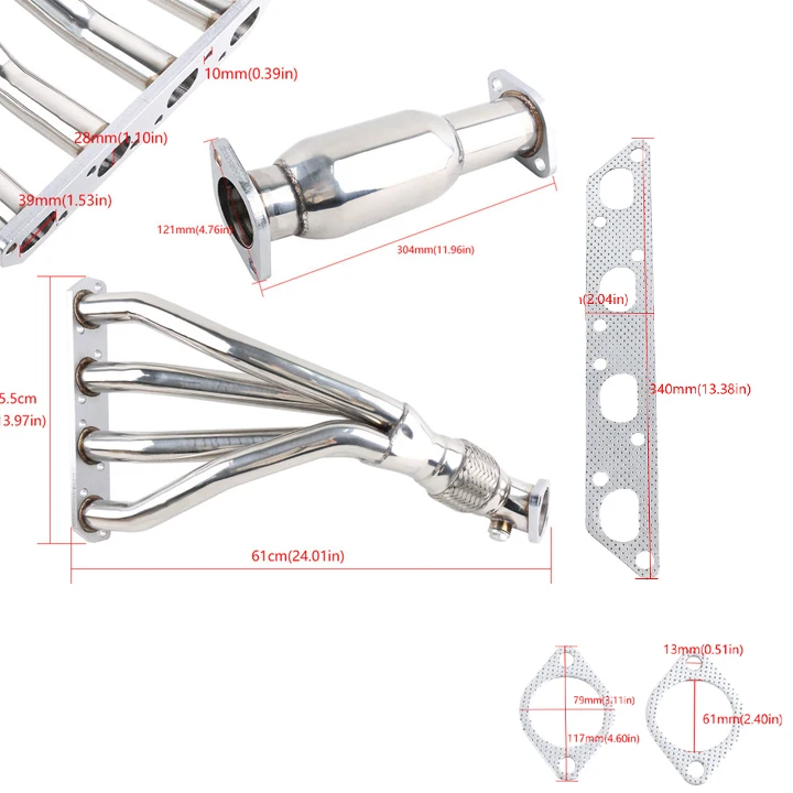 Colector de escape tubular 4-1 carrera Mini Cooper R50 R52 R53 1.6L - imagen 5