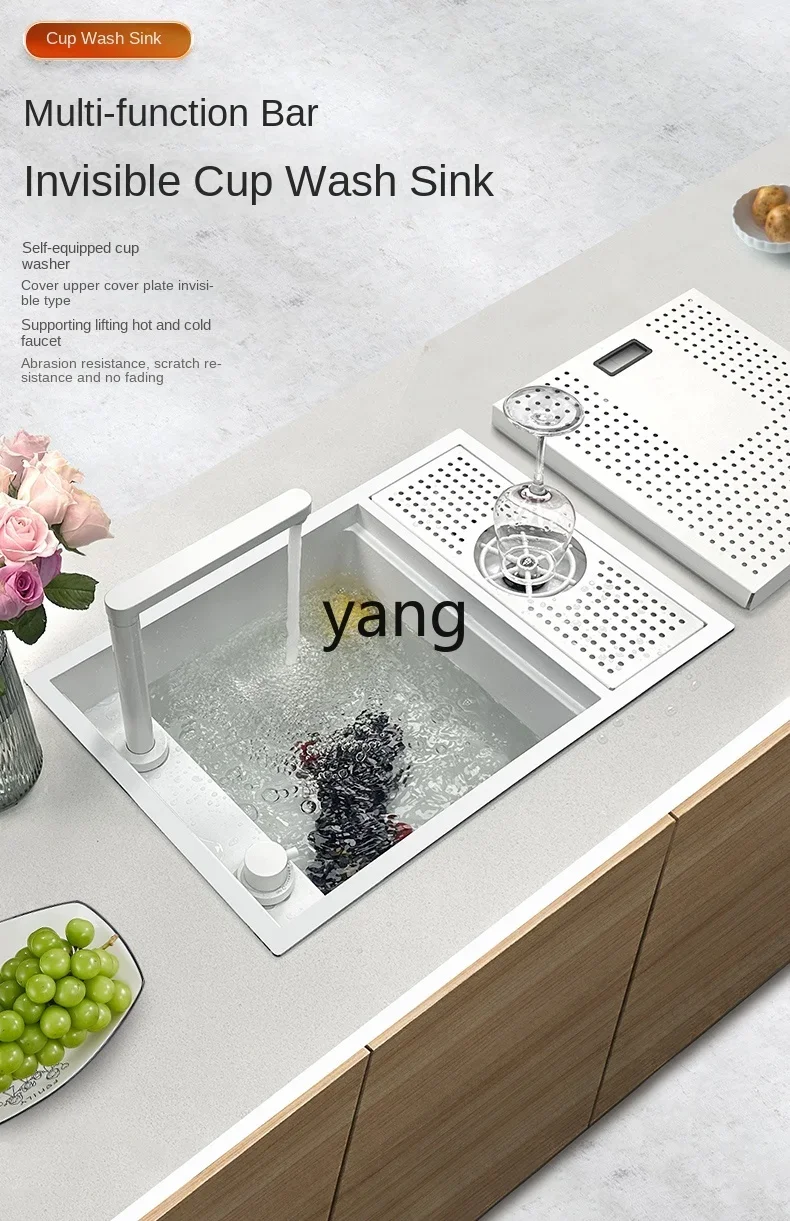 Fregadero LH invisible pequeño de una sola ranura 304 de acero inoxidable con isla media, mini lavabo para verduras de cocina - imagen 5