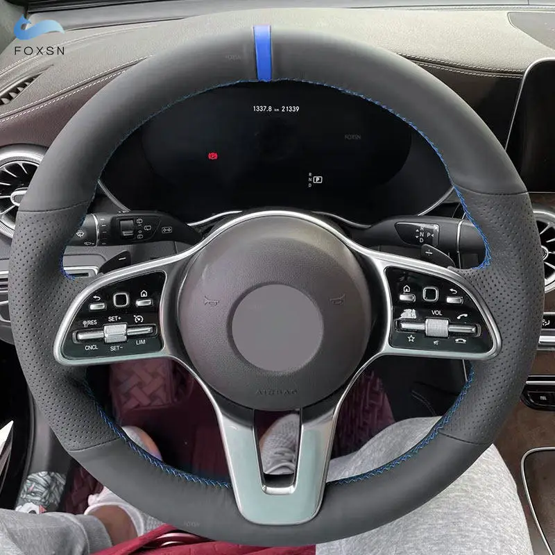 Funda de volante de cuero cosida a mano Mercedes-Benz A/C/E/S/G