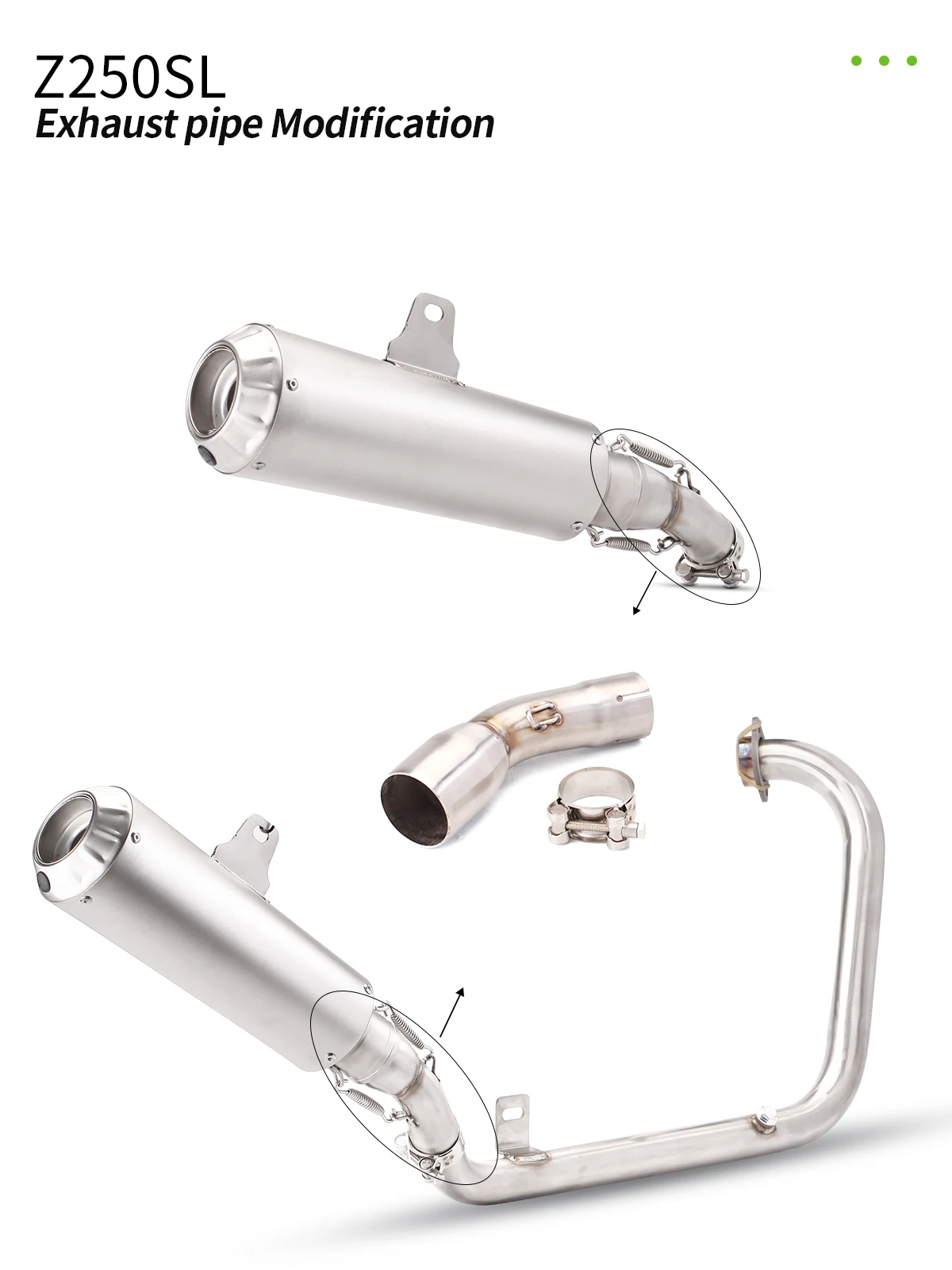 Sistema Escape Kawasaki Z250 Z250SL Completo 51MM Frontal - imagen 4