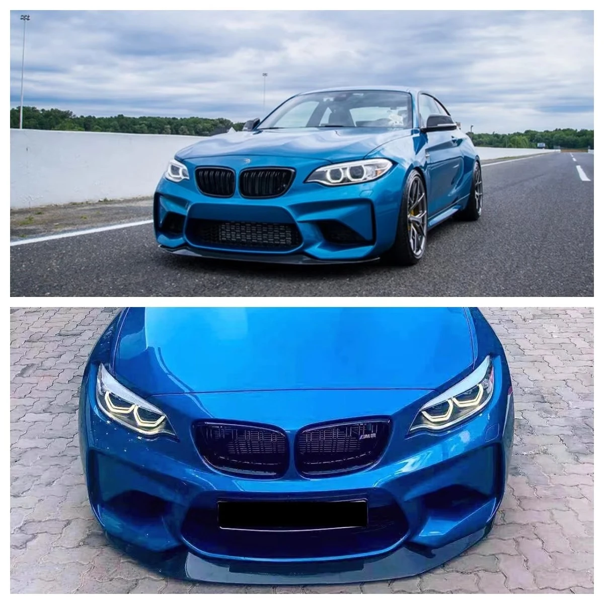 Labio del parachoques delantero de fibra de carbono estilo GTS-MC para BMW F87 M2 2016-18 - imagen 2